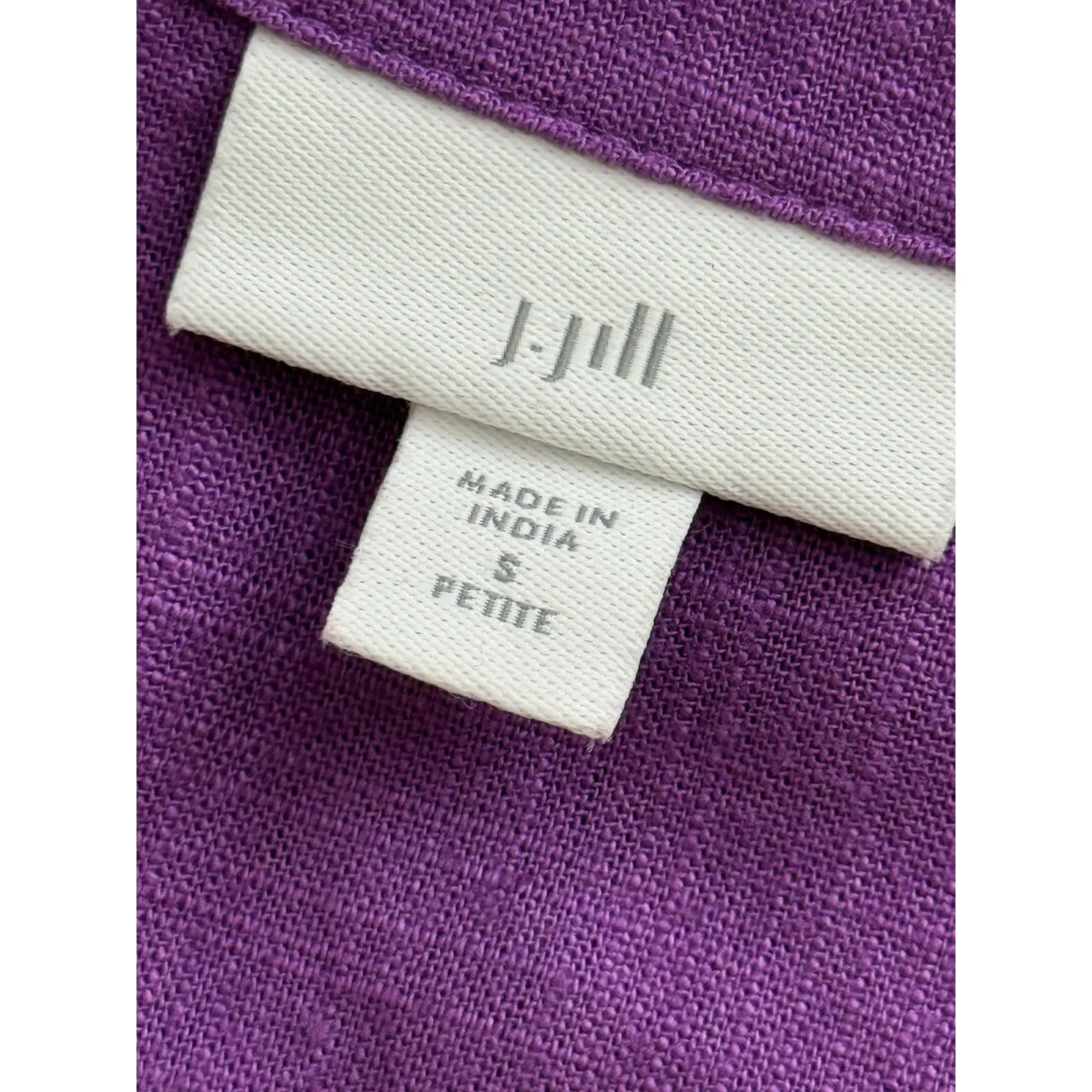 J.‎ Jill Viscose Linen Blend Midi Dress Purple Puff Sleeve Button Small Petite Size undefined - Image 3