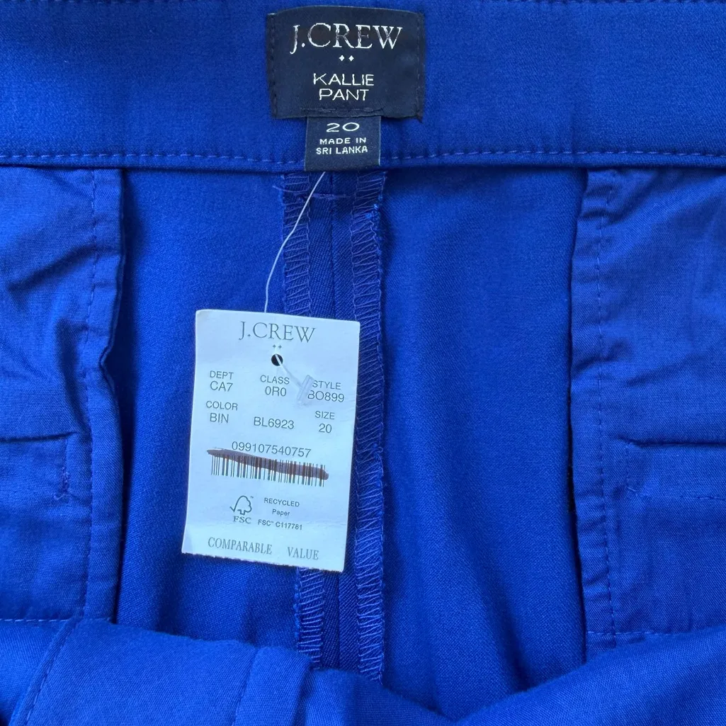 NWT J. CREW FACTORY Kallie High Rise Straight Leg Pants Bright Blue Size 20 - Image 8