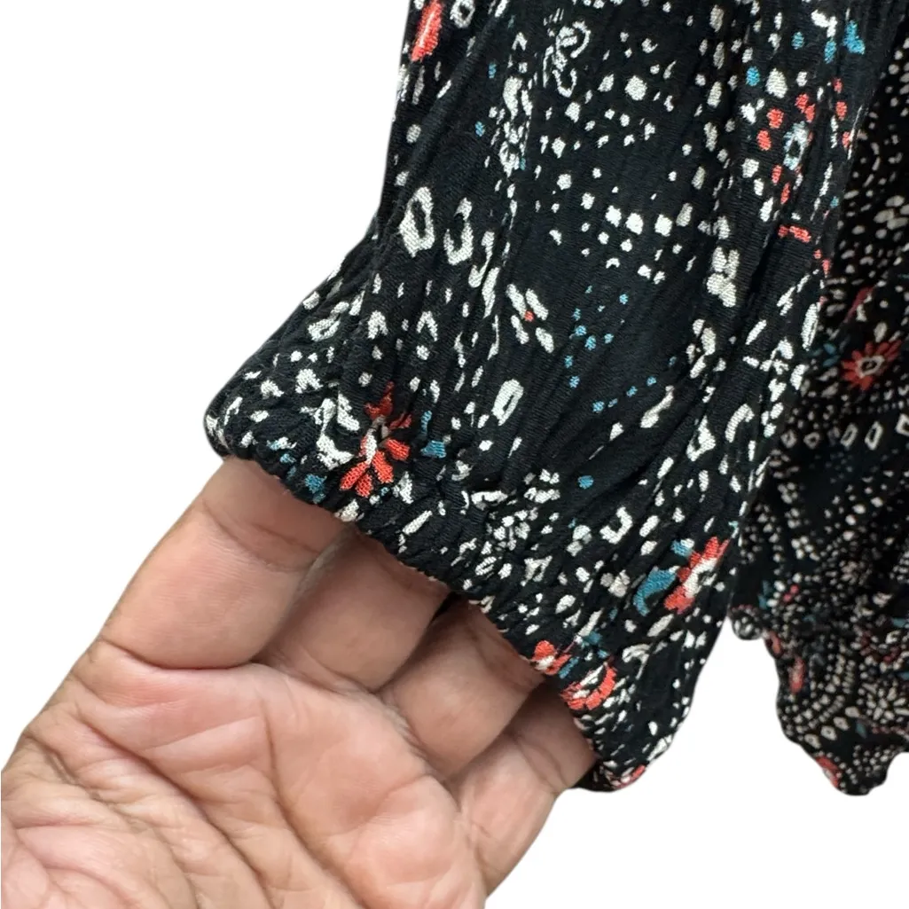 ANGIE Black Floral Embroidered Blouse - Image 2