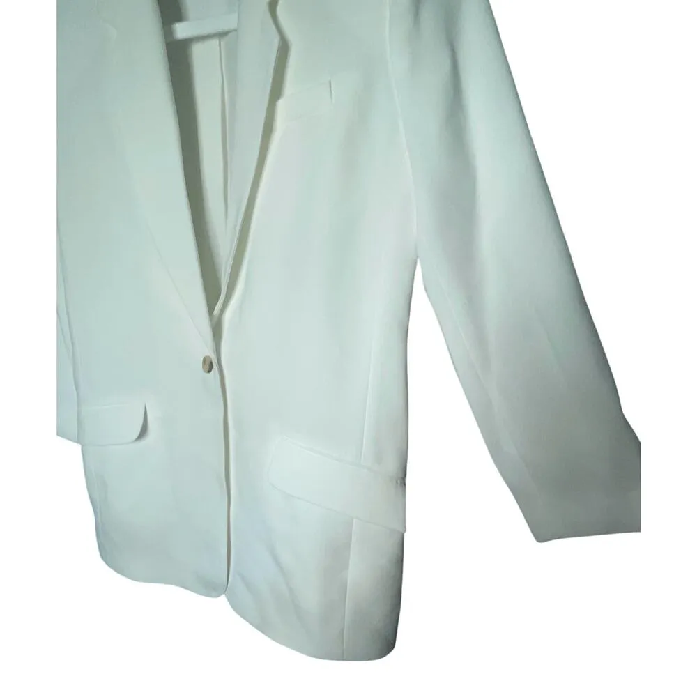 Elizabeth and James White Ivory Heritage James One Button Jacket Blazer Size 4 - Image 5