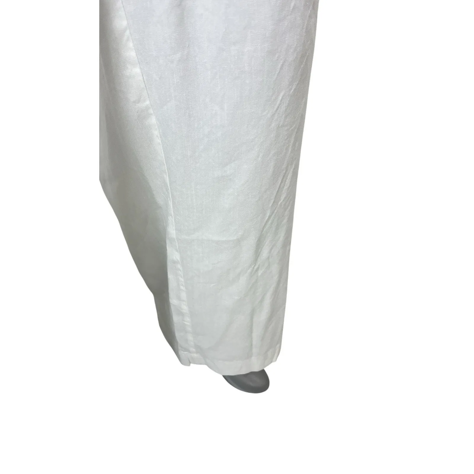 Chico’s Wide Leg Pants White Linen 2R 12  Career Quiet Luxury Bridal Office - Image 4