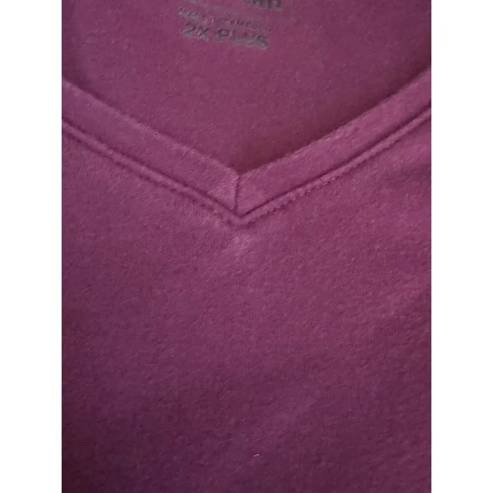 LL Bean Women's 2XL Plus 3/4 Sleeve V Neck Top Purple XXL Workout Exercise READ Size 2X - Image 6
