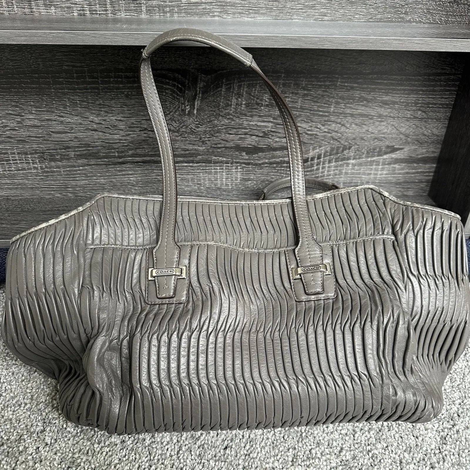 Coach Taylor Gathered‎ Leather Alexis Carryall Tote F25252 Grey Shoulder Handbag - Image 2