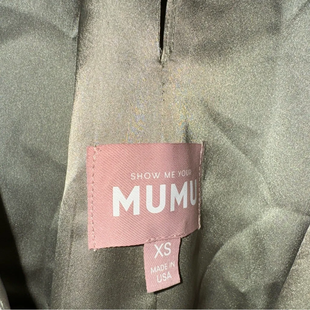 show me your‎ mumu XS Say I Do Short Romper Mass Green Satin - Image 4