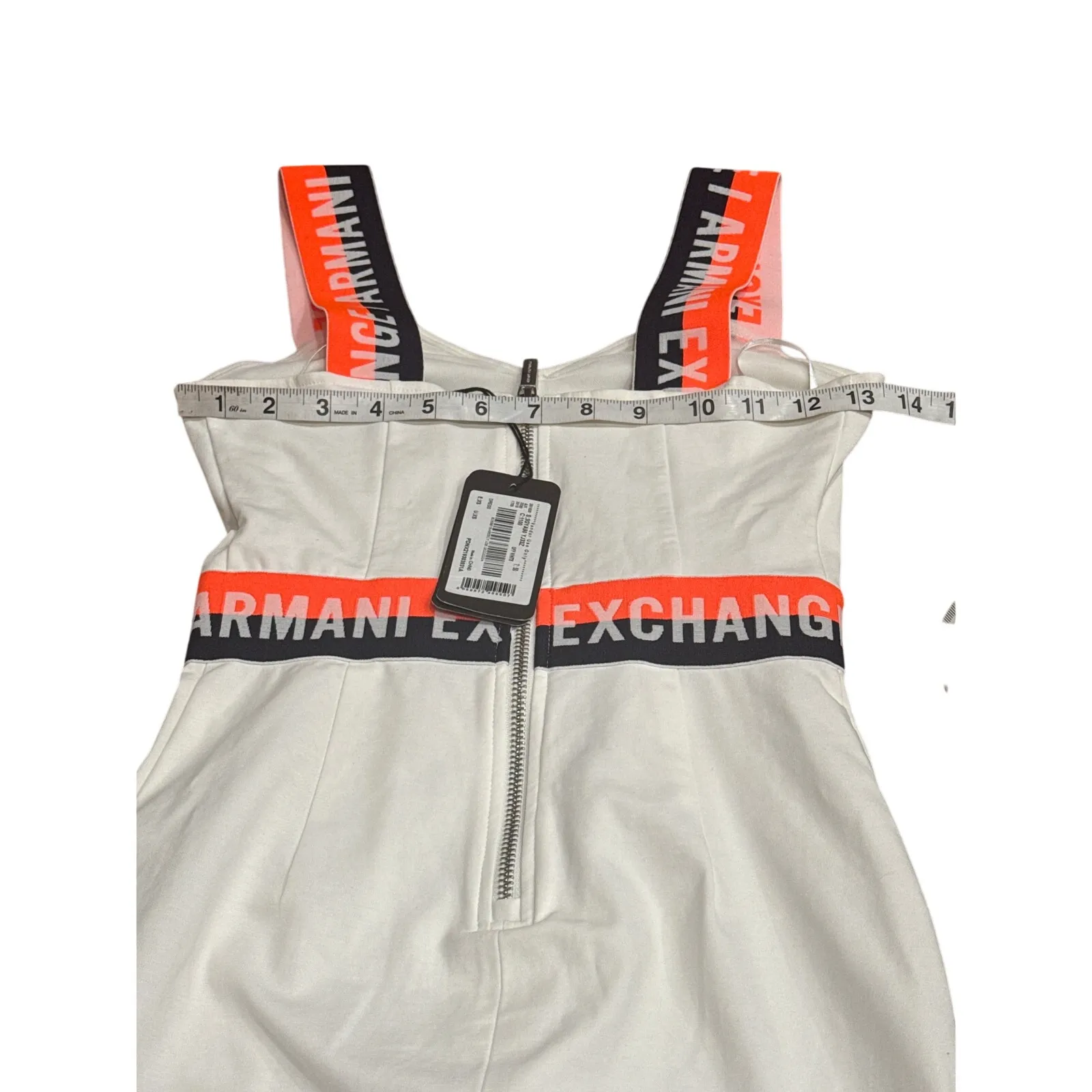 NWT XS Authentic Armani Exchange White Stretchy Dress Logo Bodycon Designer Y2K - Image 7