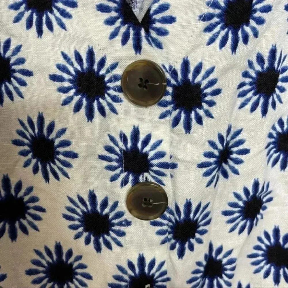 Loft Flutter Linen Romper Blue/White Floral Size 0 NWT New - Image 3