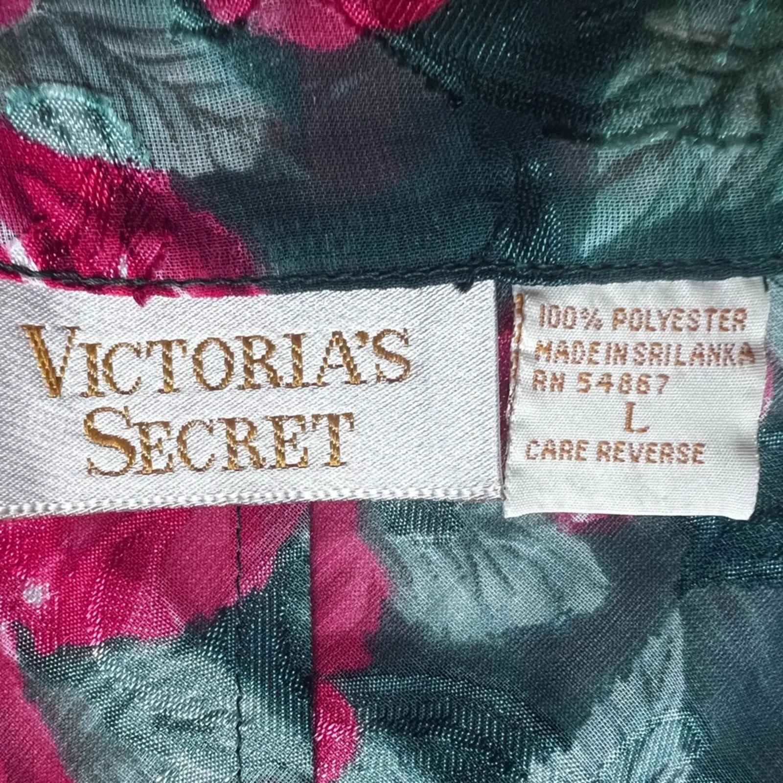 Vintage 90s VS Red Rose Floral Sheer Babydoll Mini Dress Lingerie Romantic - L - Image 6