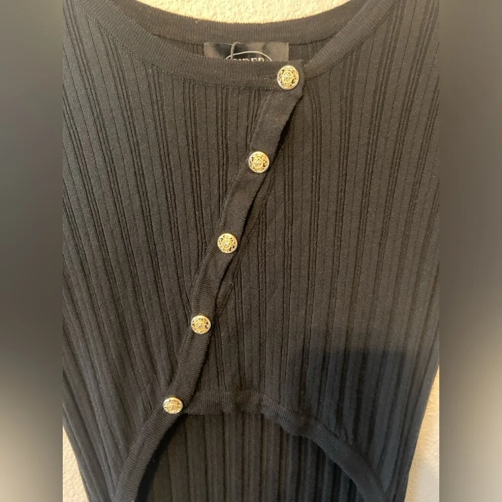 Cider Black Ribbed Cutout Dress Size Small NWT - Image 7