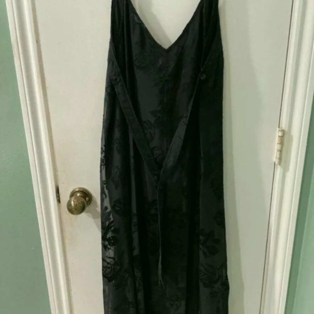 rag and bone Colette Slip Midi Velvet Floral V neck Dress Black L - Image 4