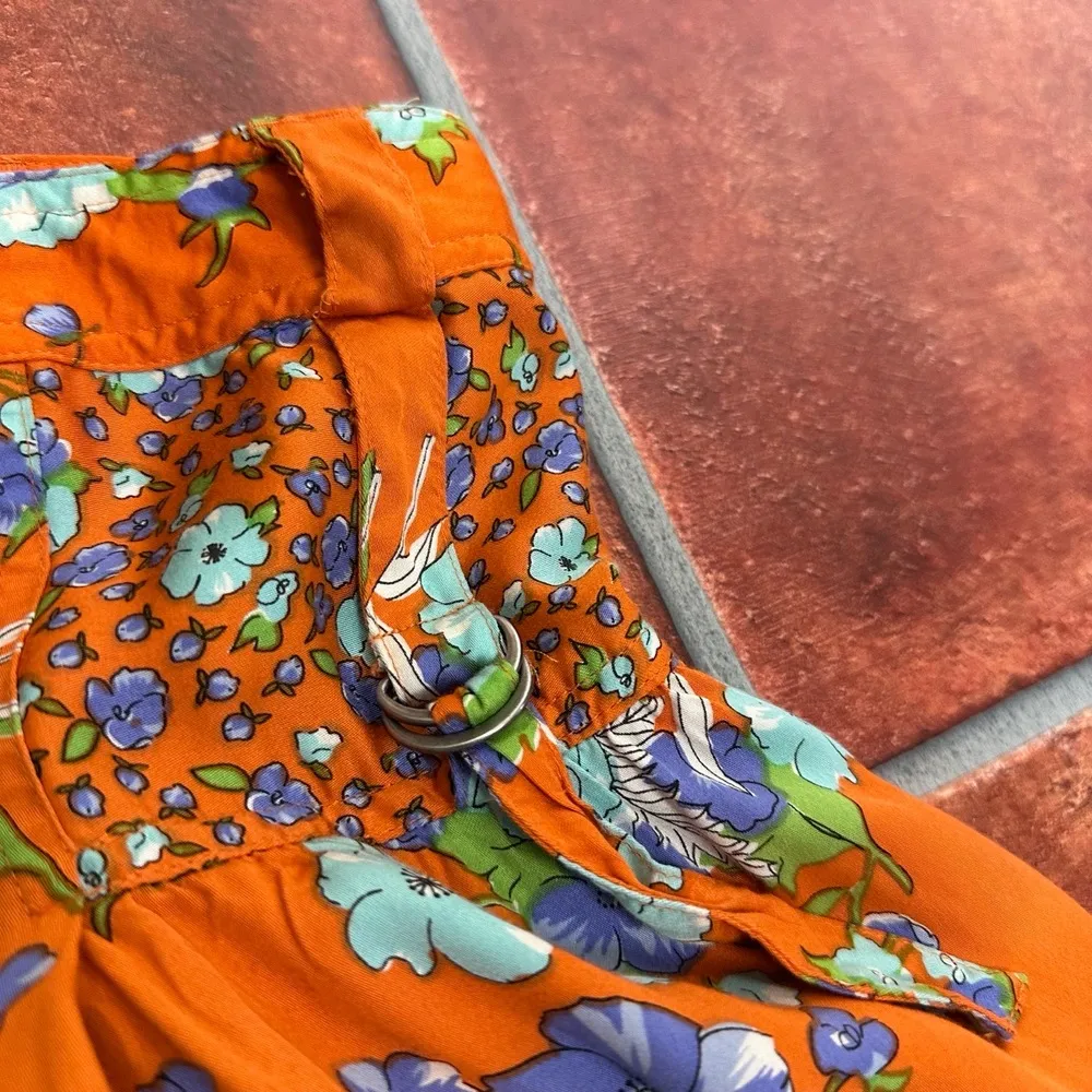 Anthropologie Elevenses Orange Floral Casual Shorts - Image 2