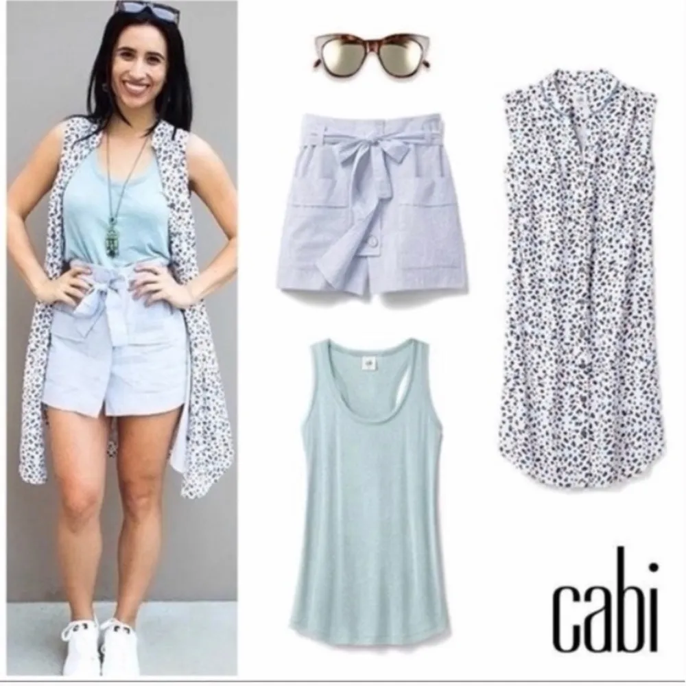 CAbi Blue & White Leopard Animal Print Camilla Shirt Dress Size XS - Image 4