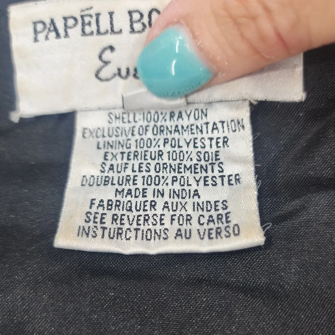 Papell Boutique Evening Black Floral Velvet Sequin Jacket Women’s Size L Size L - Image 7