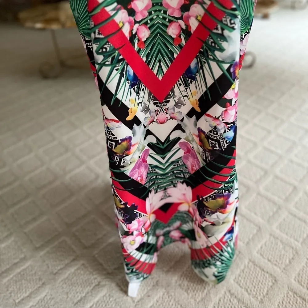 Gibson & Latimer Maxi Dress Tropical Floral High Neck Sleeveless L Garden Brunch - Image 6