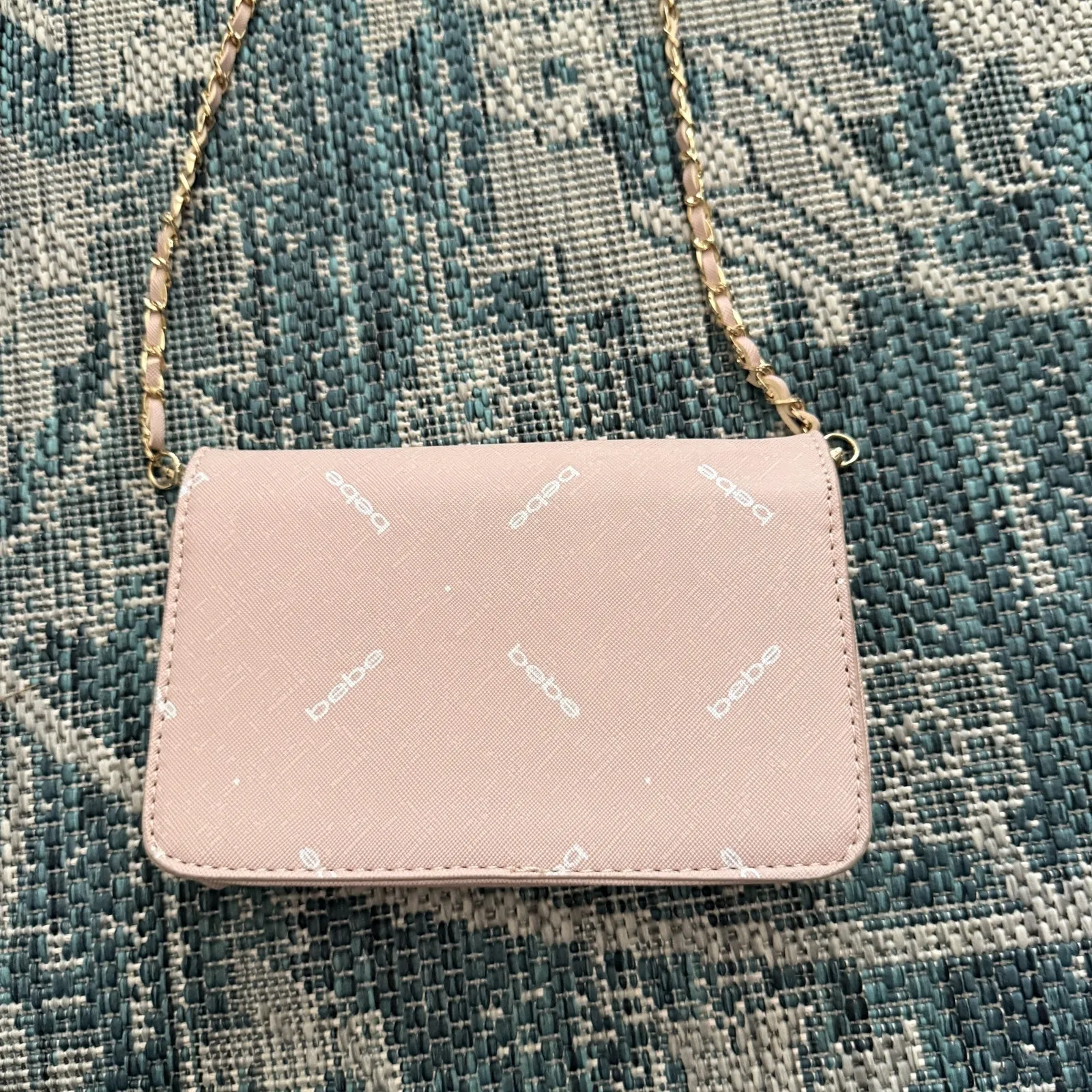 Bebe Crossbody‎ Bag Y2k Small Faux Leather Gold Chain Wallet Purse Embossed - Image 10