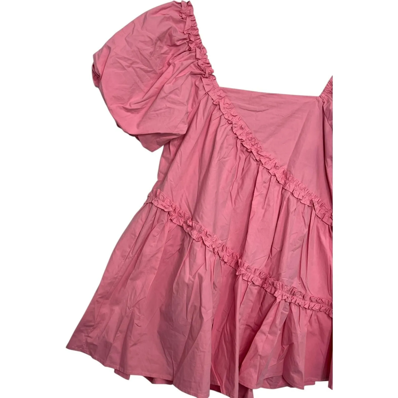 New Strut & Bolt Dress Womens Small Pink Puff Sleeve Ruffle Swing Babydoll Mini - Image 14