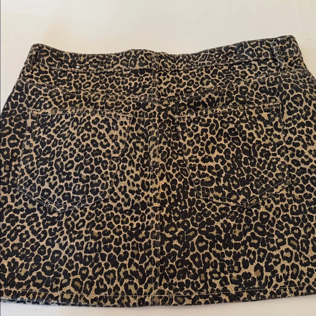 MNG by Mango Cheetah Print Denim Skirt, Size Large - Image 7
