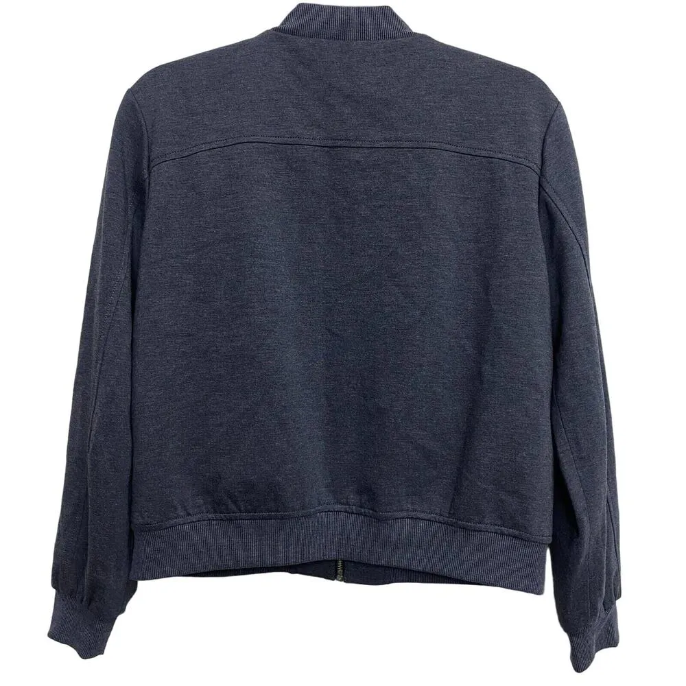 Loft Women's Small Gray Bomber Jacket Full Zip Up Pockets Lined Dark Academia - Image 2