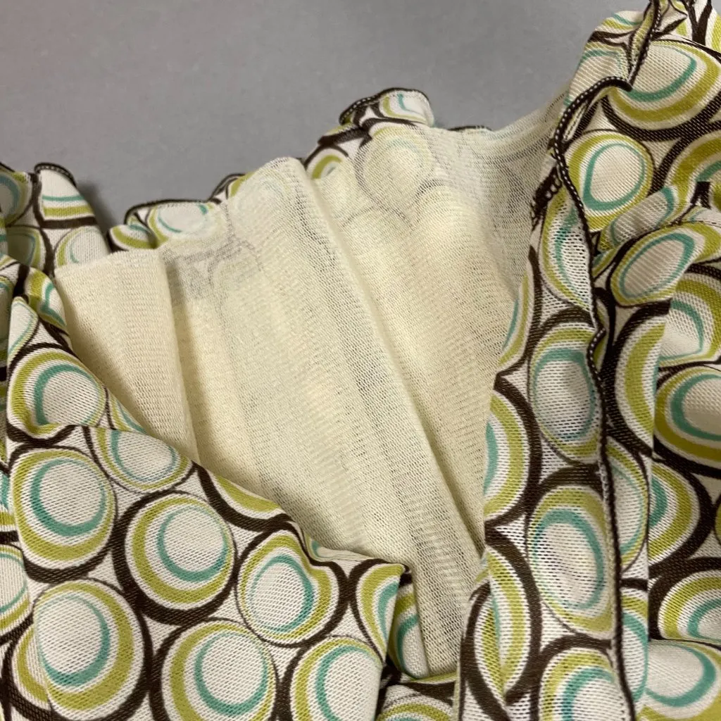 NWT Max‎ Studio Top Size Small Geometric Circle Pattern Shirred Bust Green Brown - Image 7