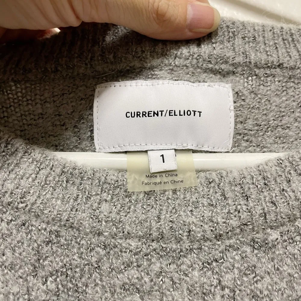 Current/Elliott Gray Long Sleeved Crew Neck Sweater Silver Accents - Image 7