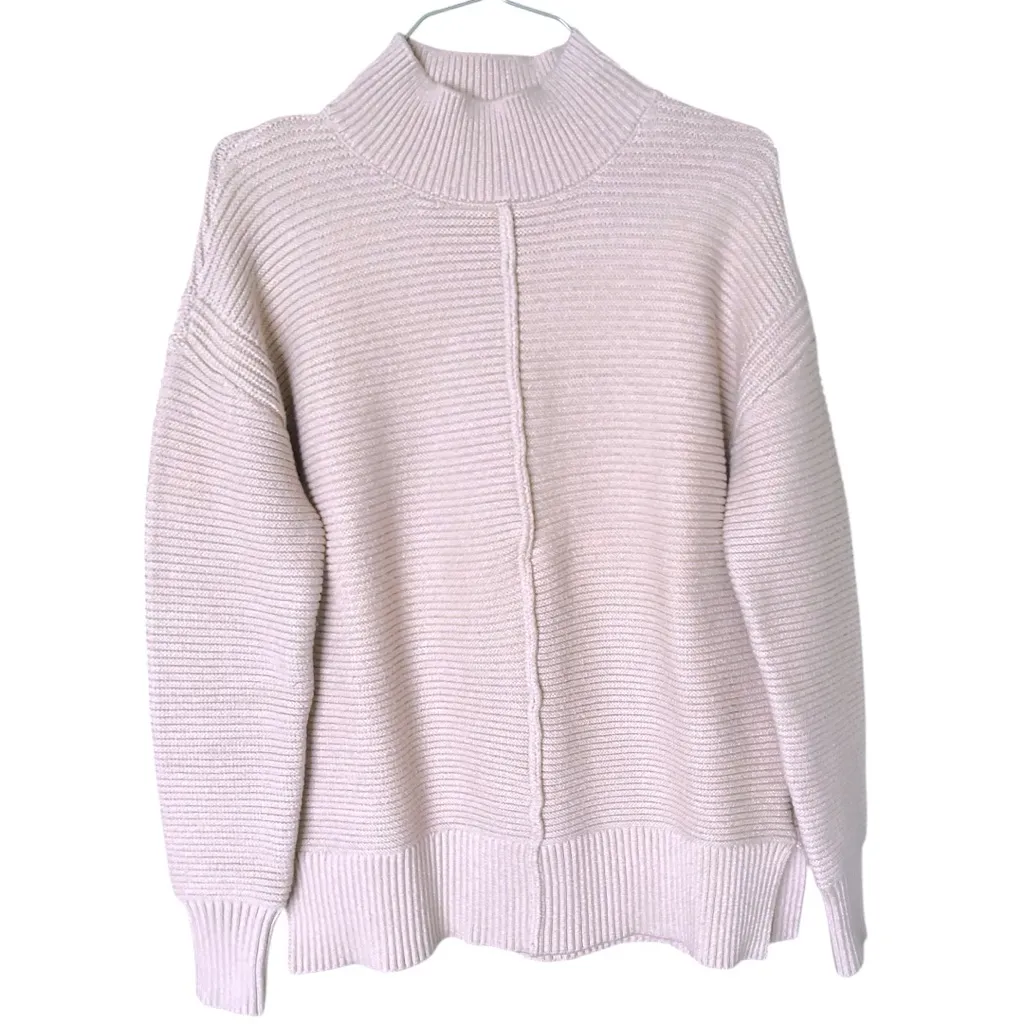 Evereve Foster Turtleneck Ribbed Chunky Knit Sweater‎ Size XS Oversized Pink - Image 4