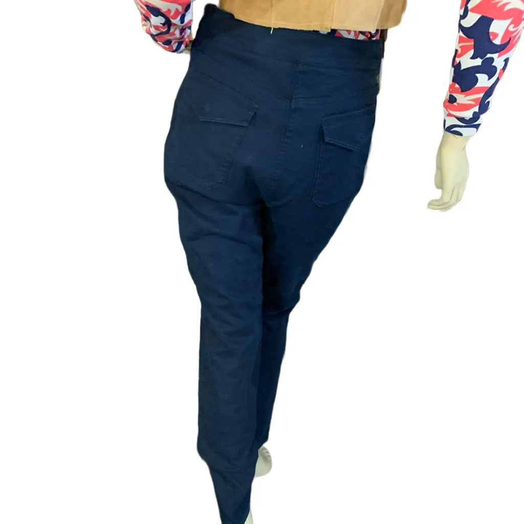 LAUREN RALPH LAUREN Y2K NAVY BLUE THIN CORDUROY BOOT CUT PANTS (6) - Image 5