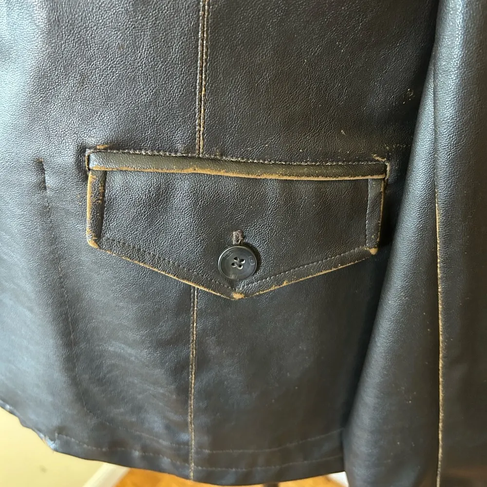 Leather Look Distressed Brown Jacket Size XL - Image 8