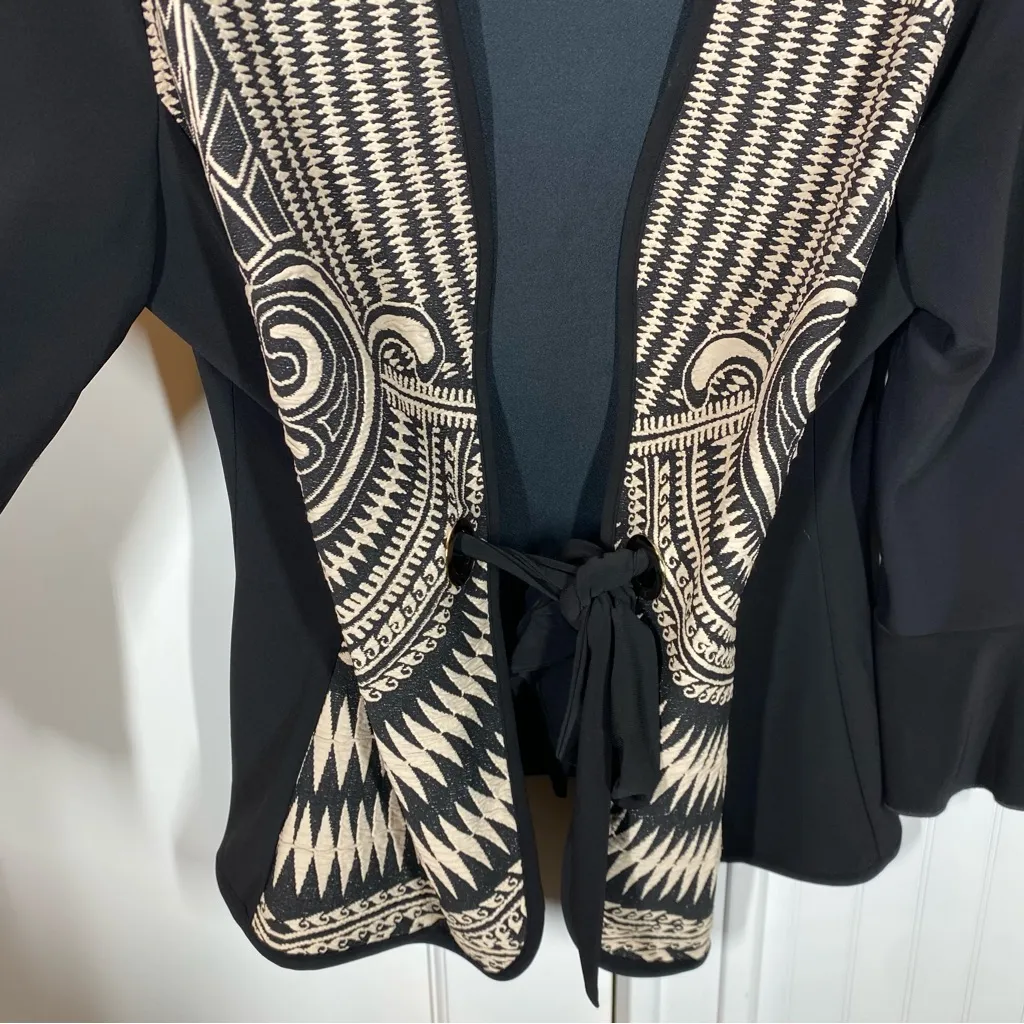 Joseph Ribkoff Cool Print Jacket Cover Up Black size 14 art to wear lagenlook - Image 6