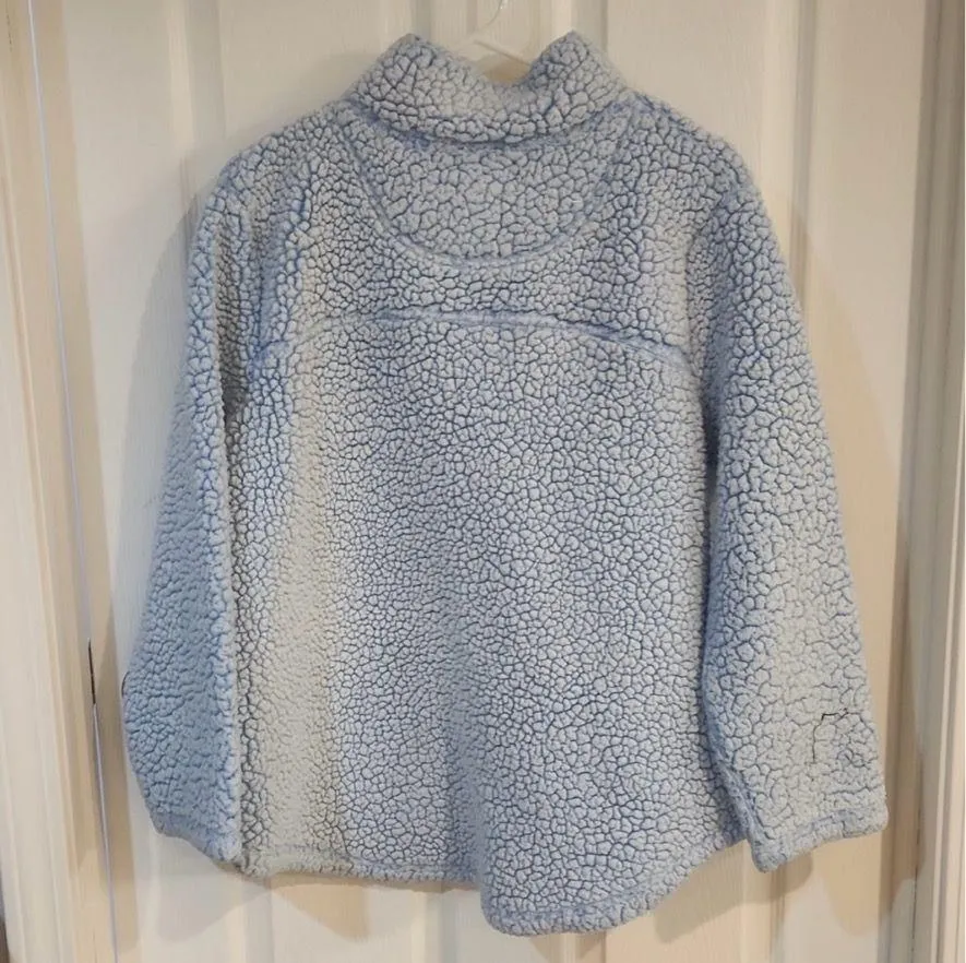 Green Tea Blue Sherpa Fuzzy Quarter Zip - Image 2