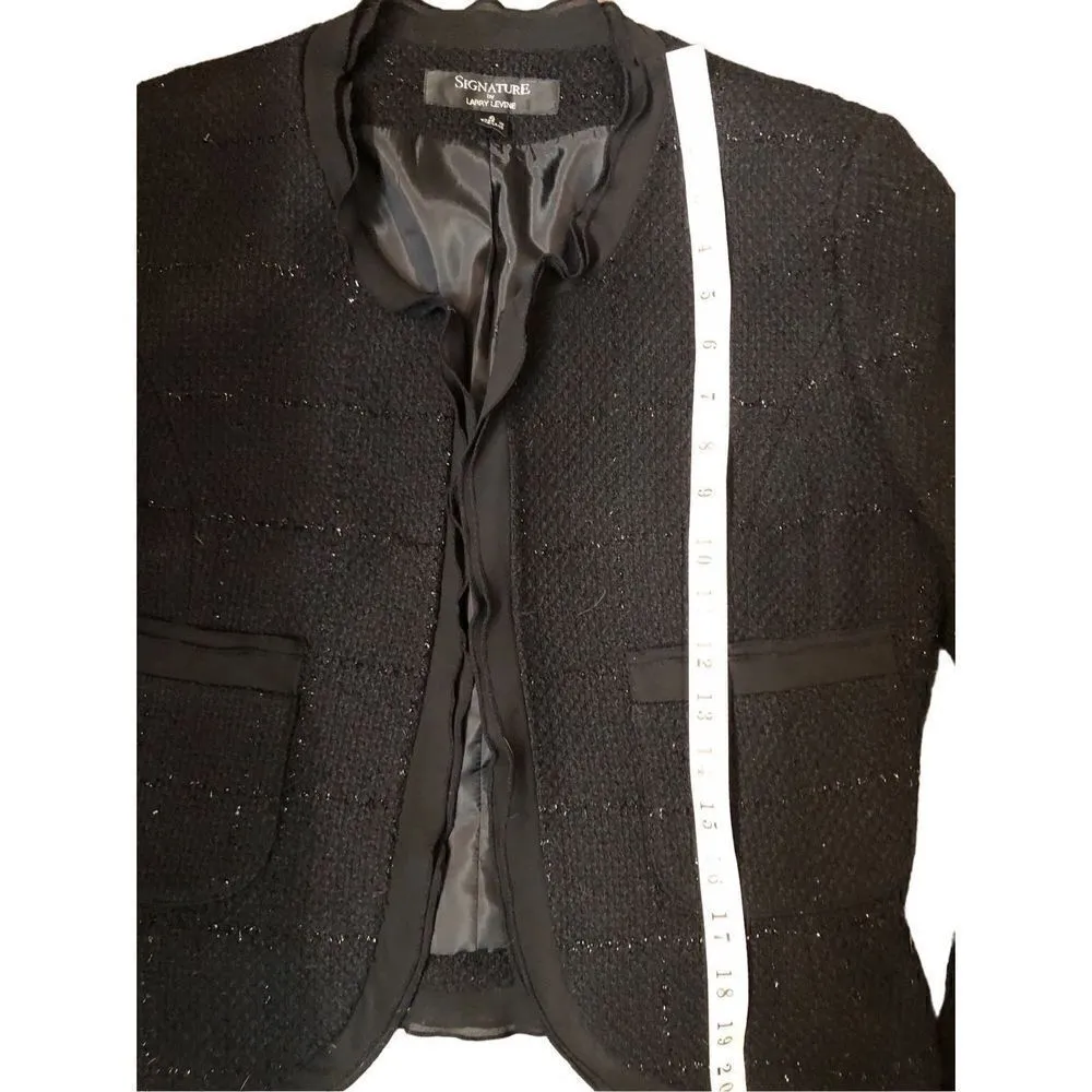 Larry Levine Signature Line black metallic steampunk retro wool blend blazer Size 4 - Image 9