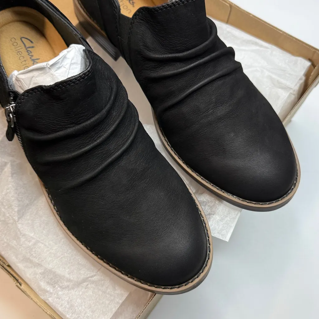 Clarks Women's Camzin Pace Ruched Zip Ankle Booties- Black-Size 11M - Image 7