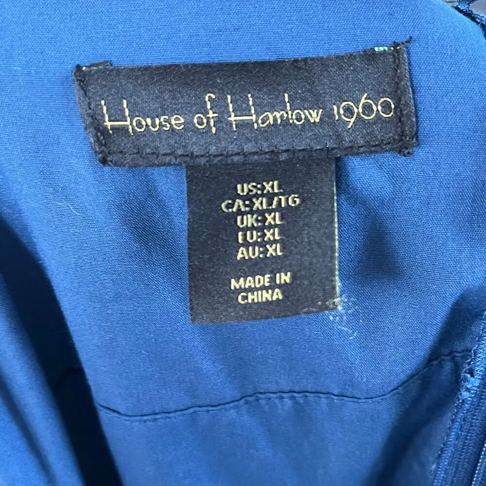 House of Harlow 1960 Blue Linen Blend Tiered Midi Dress Size XL - Image 7