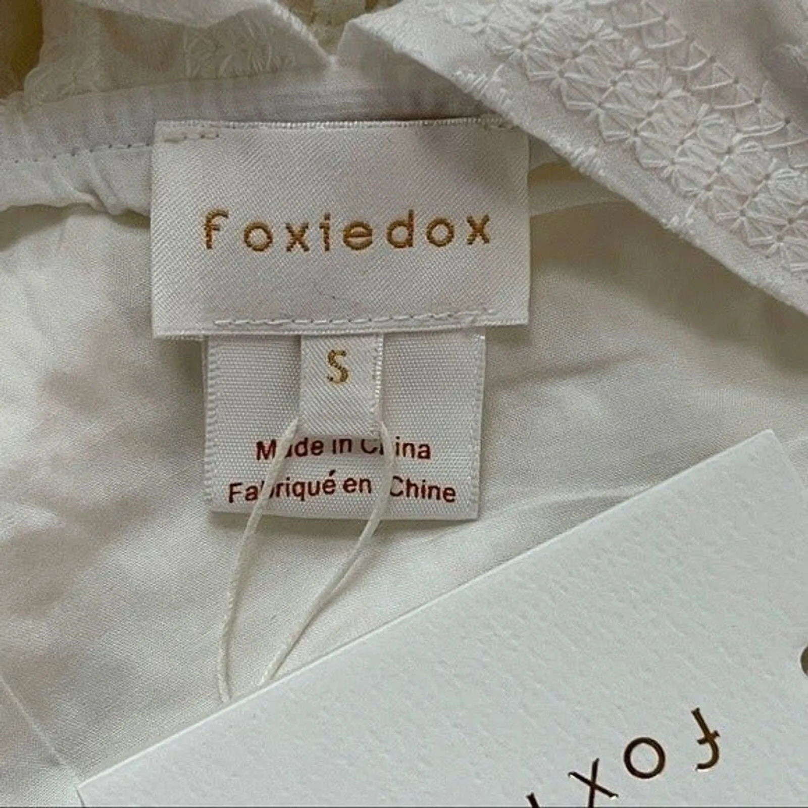 Anthropologie Foxiedox Dress Womens Small White Eyelet Ruffle Neutral Minimalist - Image 6