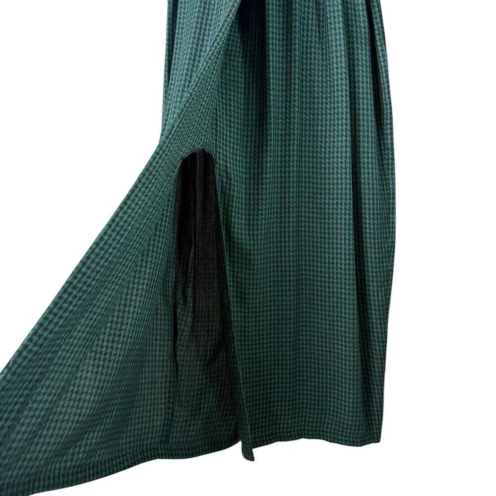 Vintage 1960s Sarah Elizabeth Embellished Shirt Dress Houndstooth Green Black 12 - Image 12