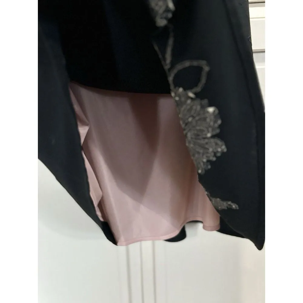 Express Black Embroidered‎ Strapless Dress Size Medium Flare Zip Boning - Image 4