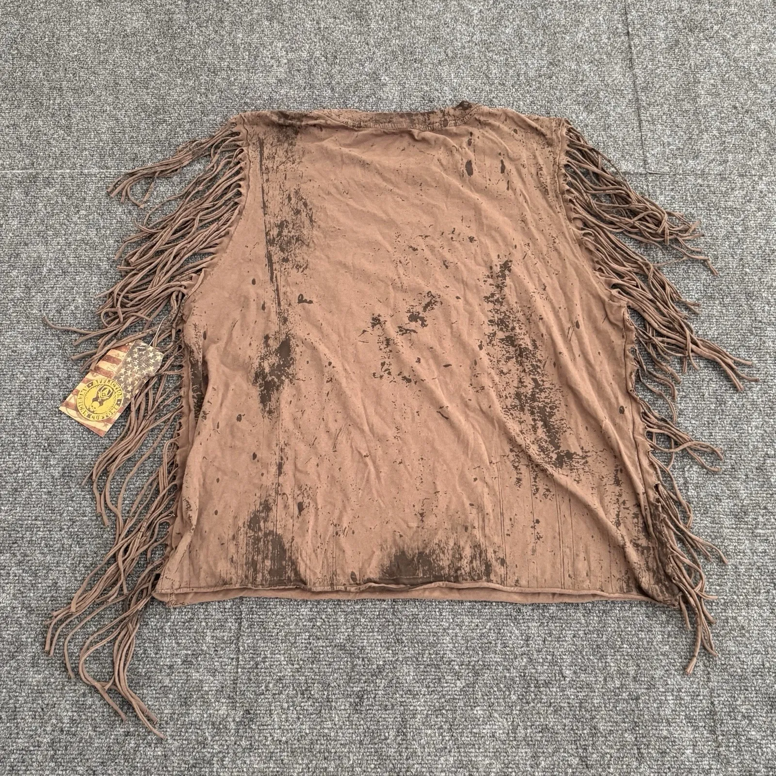Affliction Women's AC Shaman Fringe‎ Muscle Tee Brown Sz 2XL Bedazzled Y2K Style - Image 8