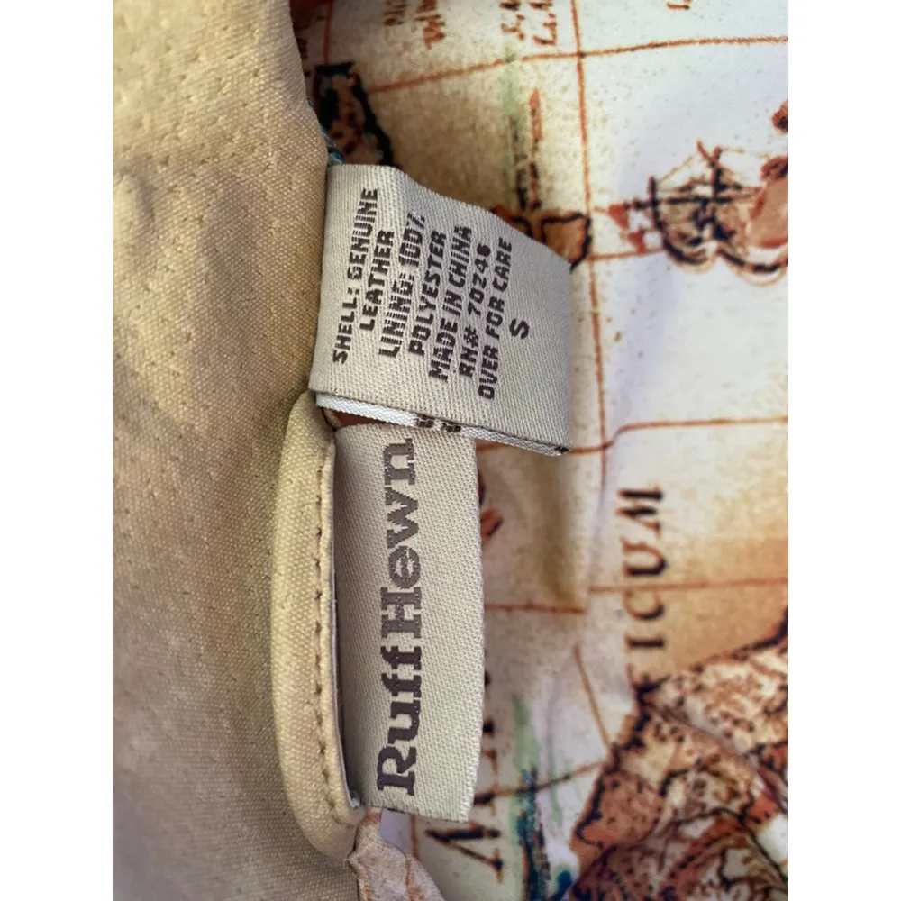 Ruff Hewn Camel Leather Jacket Moto World Map-Lined Traveler Parisian Scandi - Image 6