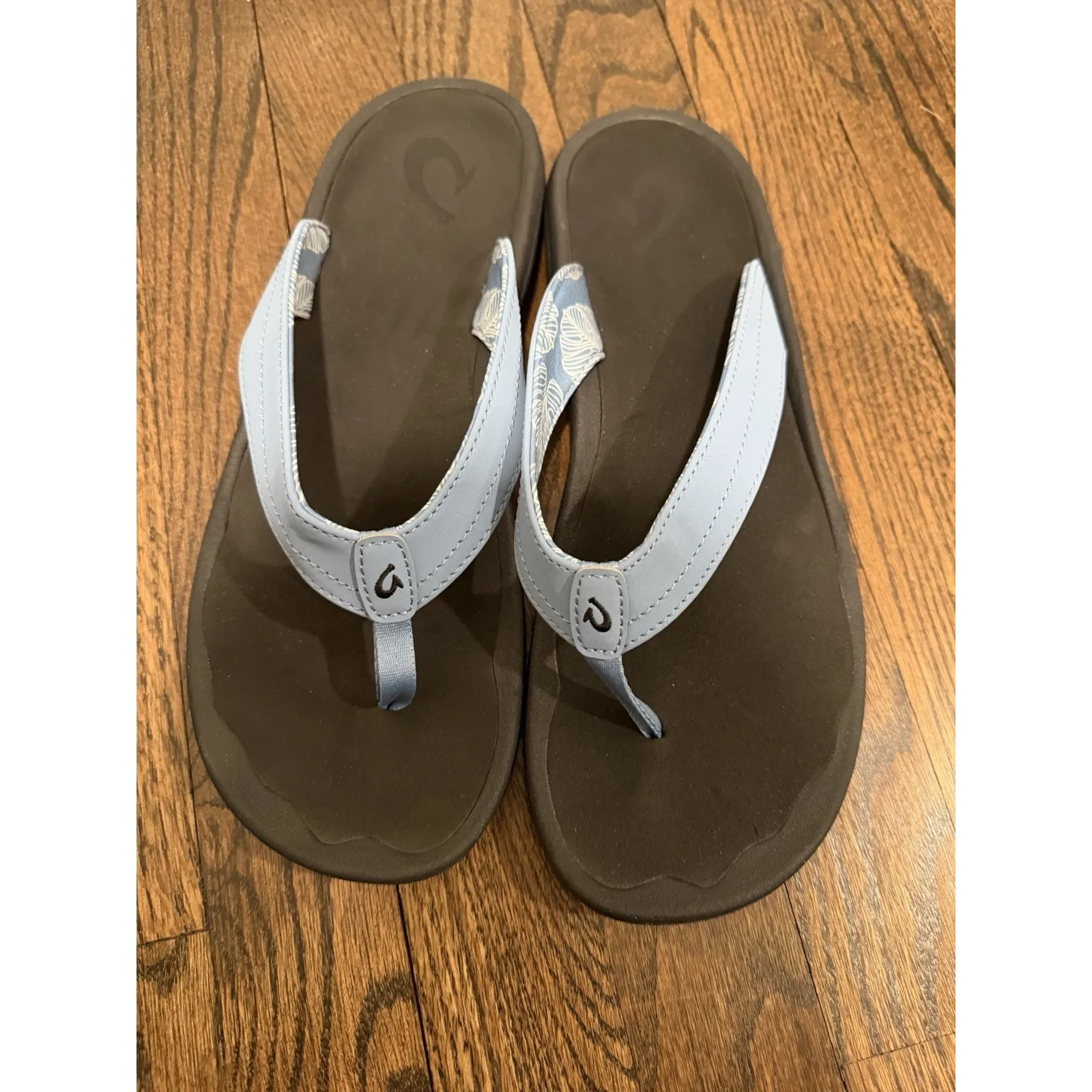 OluKai® 'Ohana Sandals Ocean Fog Blue Straps Black Sole Women's Sz 11 $80 MSRP - Image 2