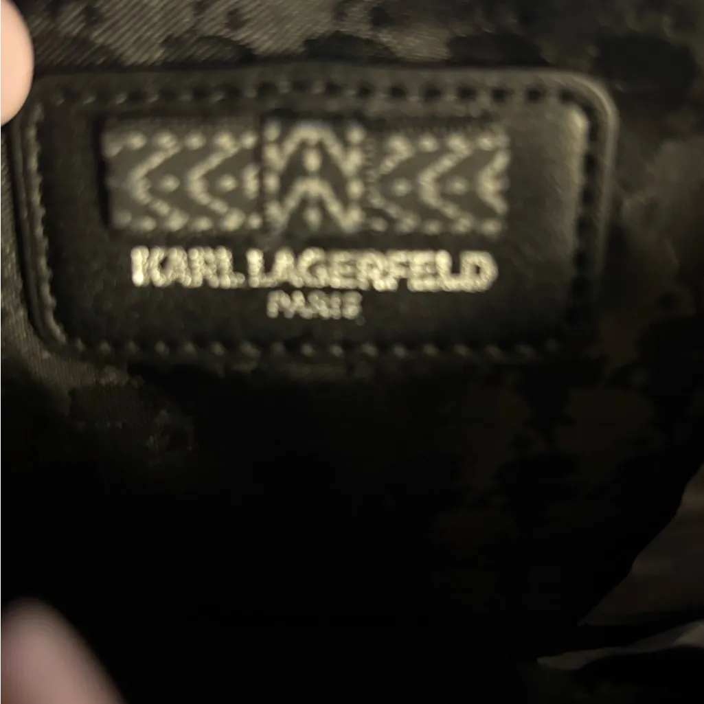 Karl Lagerfeld Paris Lourdes  Blue Crossbody Bag with wristlet strap - Image 8