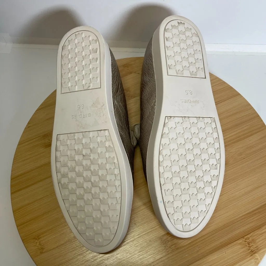 BIRDIES Women 8.5 Gold Metallic The Swift Leather Slip On Sneaker Loafers - Image 8