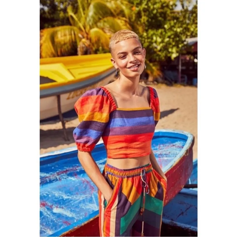 Farm Rio Striped Puff Sleeve Crop Top - Image 10