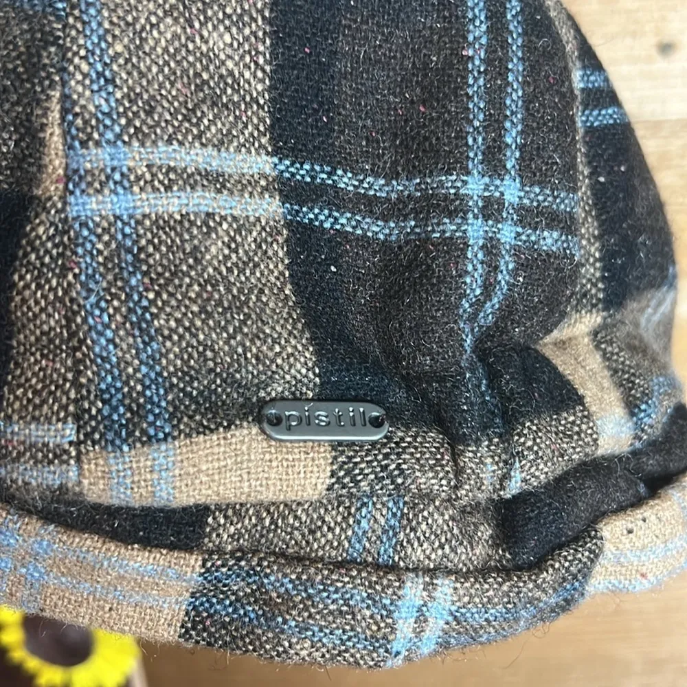 Plaid Wool Peaky Blinder Cap Hat Bill Heart Brown Blue Beige - Image 5