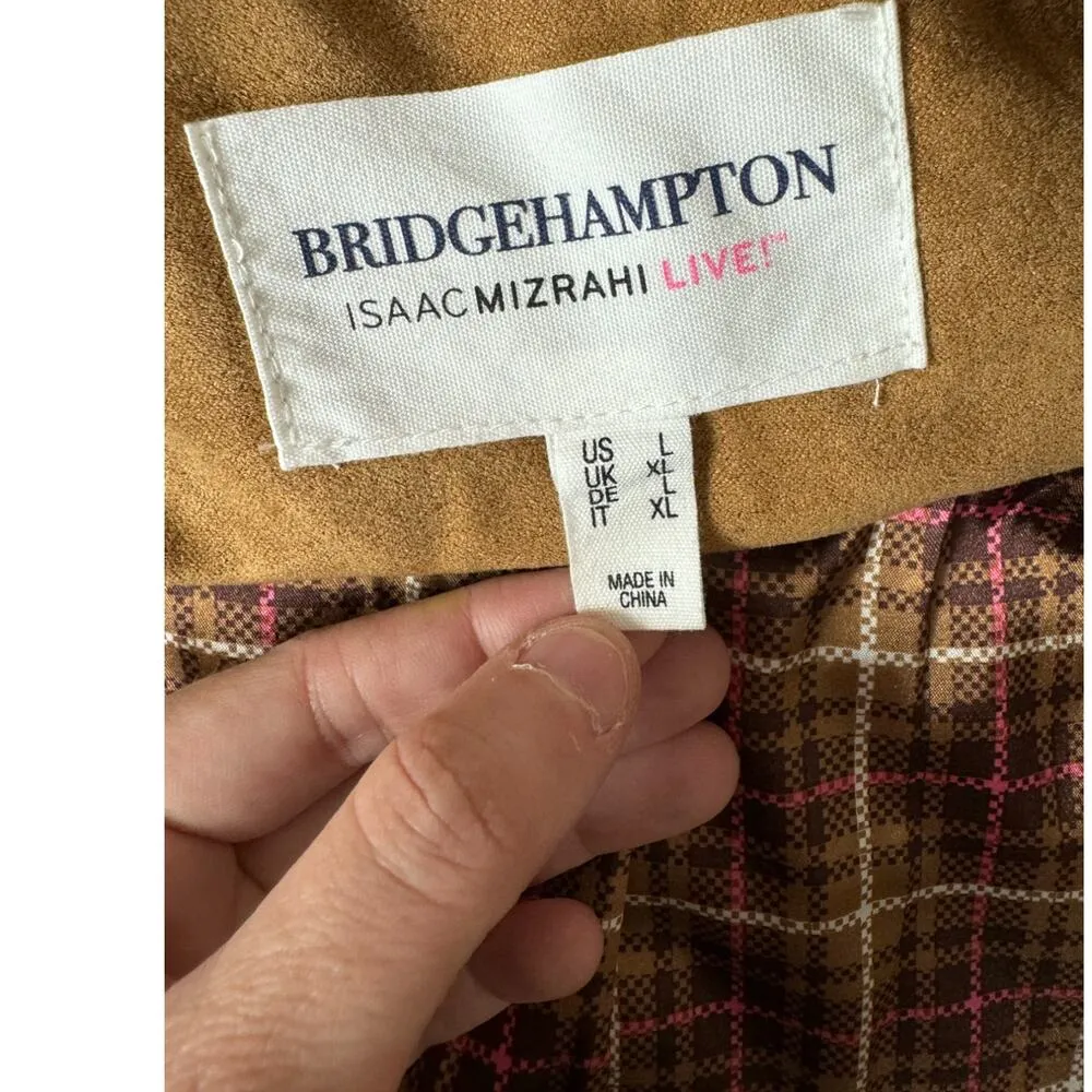 Issac Mizrahi Live! Faux Suede Quilted Barn Jacket with Lining Toffee Large NWOT - Image 4