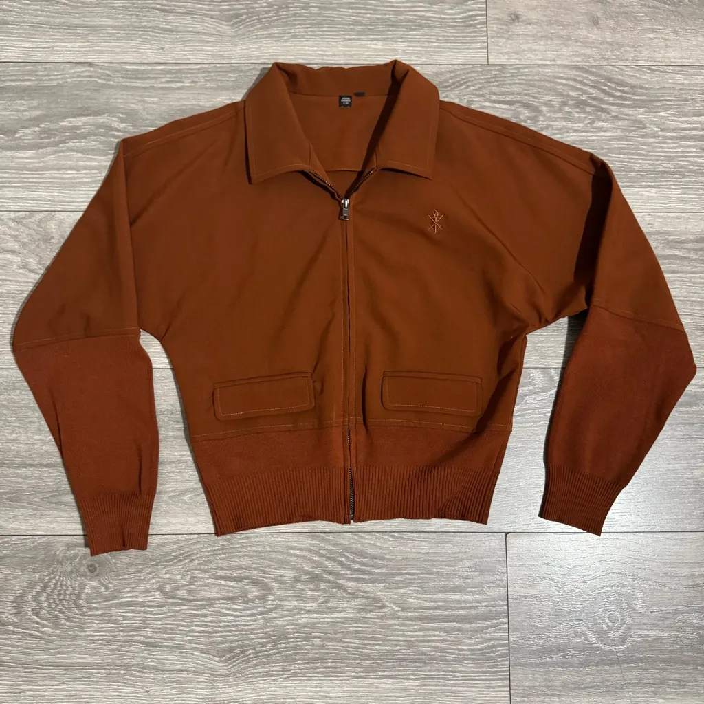 Opening Ceremony Women Luxury Rust Bomber Zippered Collared Jacket Size XS - Image 11