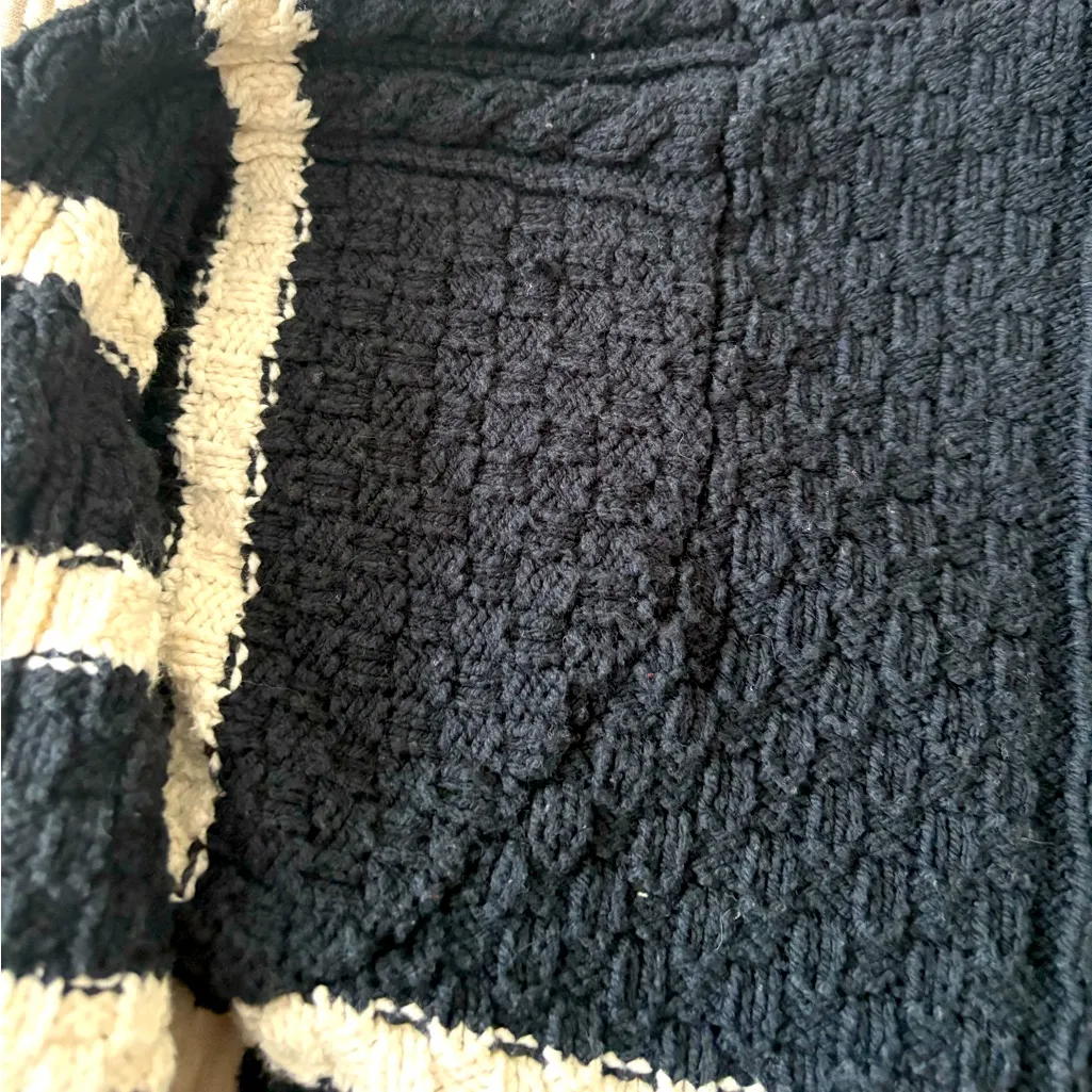 Target‎ La Linge Pull Over Striped Quarter Zip Cable Knit Sweater Women’s 1X Black - Image 7