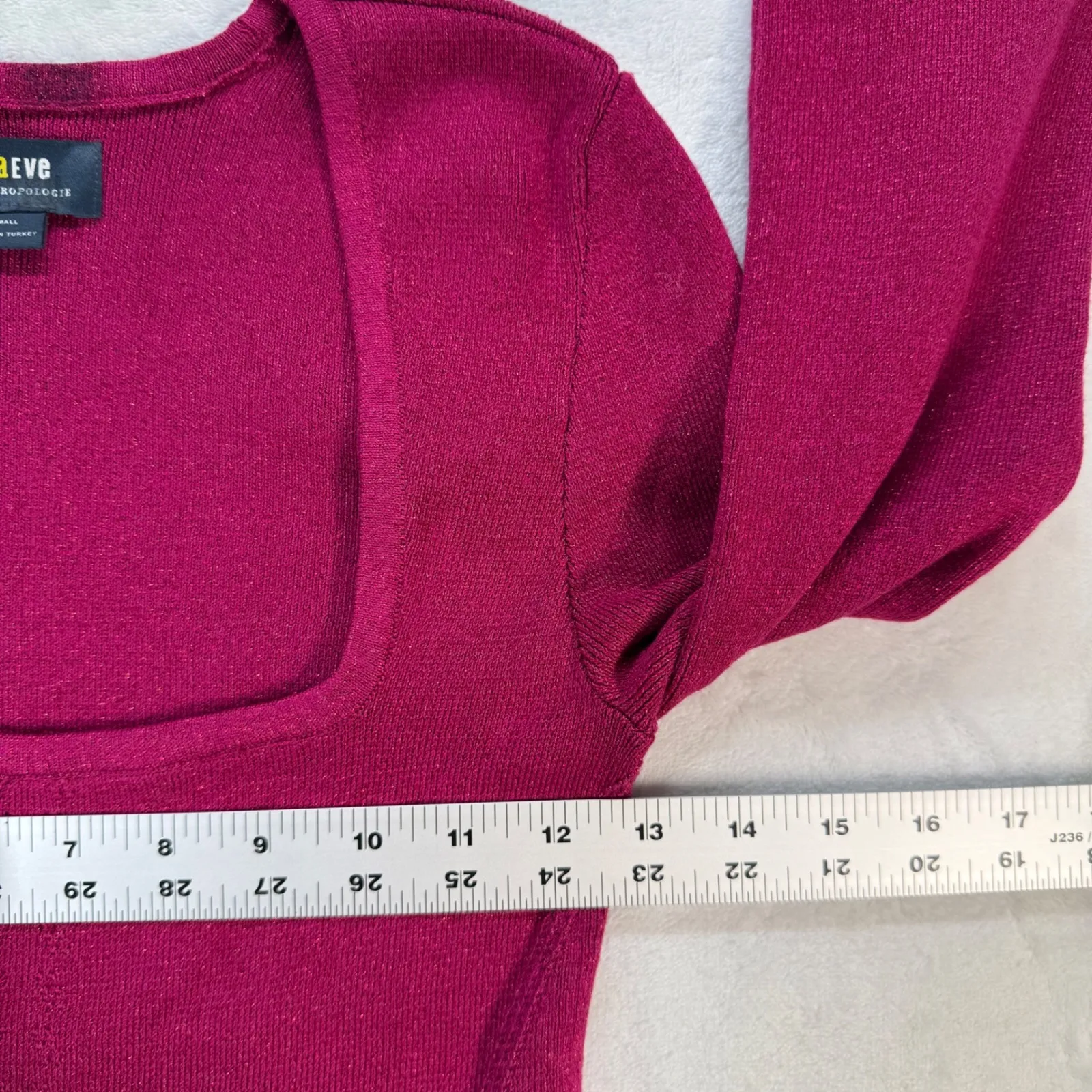 Maeve Anthropologie Top Bell Sleeve Square Neck Metallic Knit Blouse Small‎ - Image 3