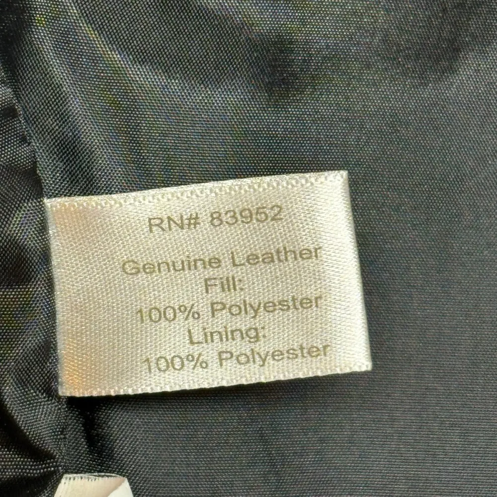 Boston Proper Genuine Leather Cropped Biker Jacket Metallic Chain Trim Size 4 - Image 13