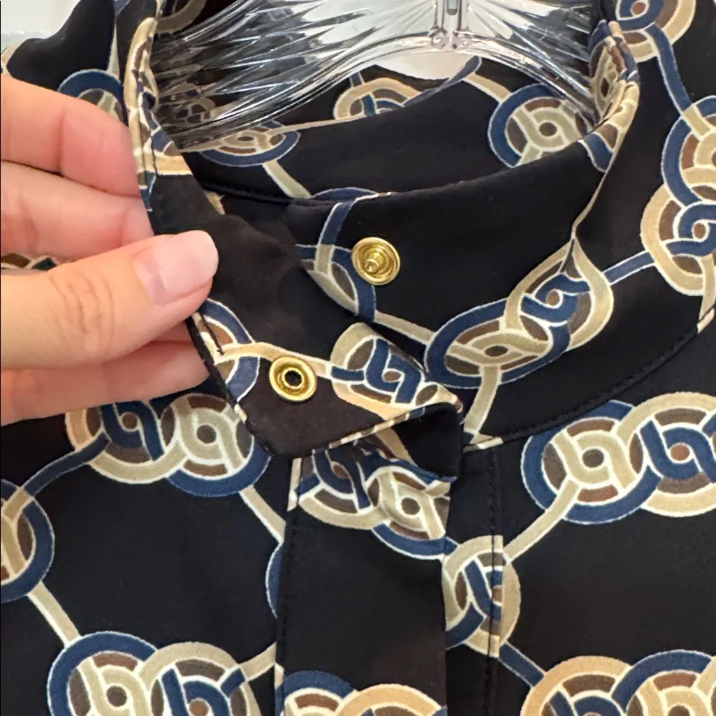 J. McLaughlin Berlin Midi Dress in Black Blue Heraldic Knot Size Small - Image 5