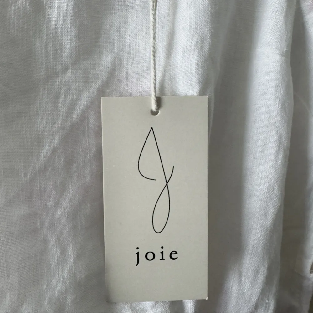 Joie 100% Linen White Smocked Waist Tank Top Sleeveless lace straps button side - Image 13