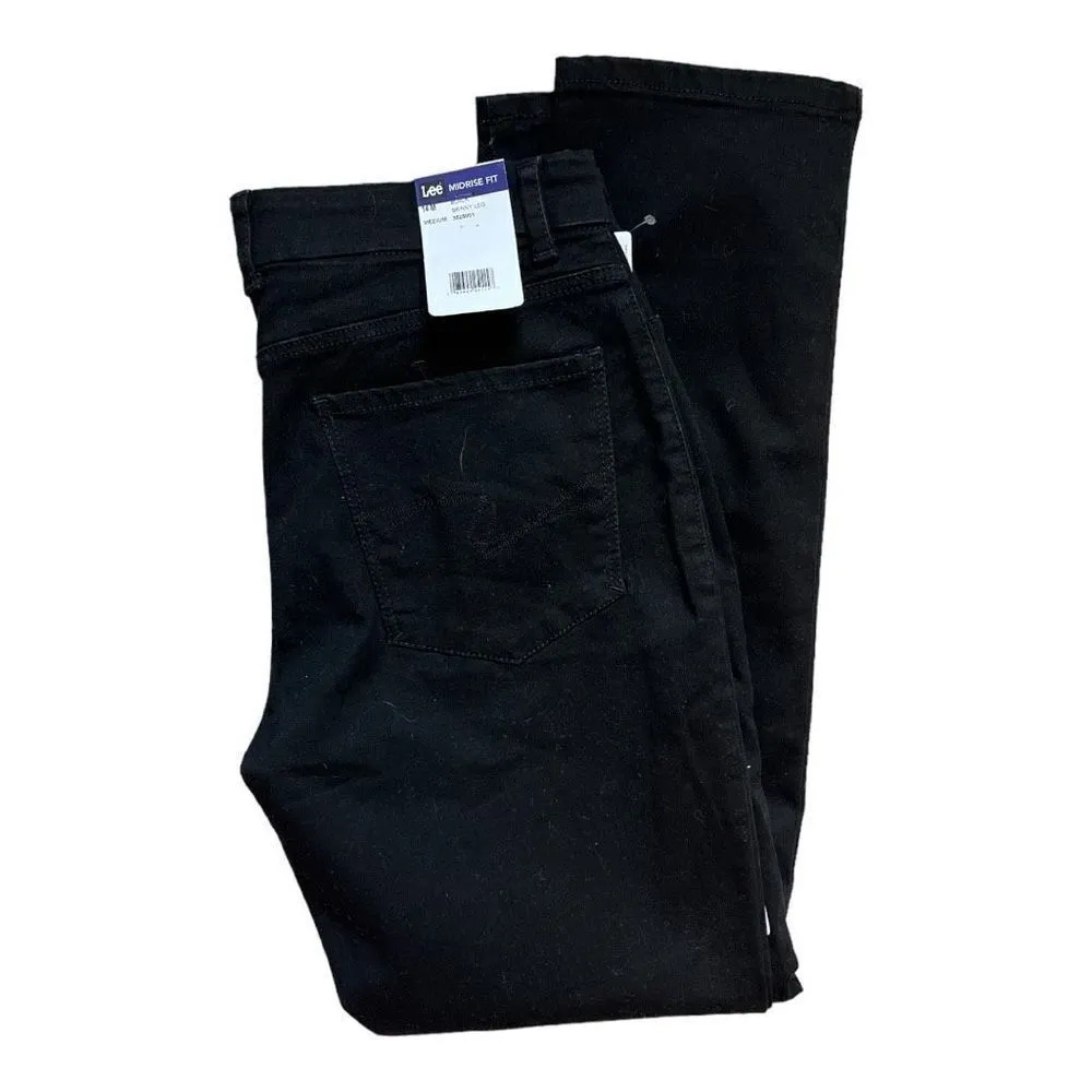 NWT Womens Lee Midrise Fit Modern Series Skinny Leg Black Jeans - Sz 14 - Image 4
