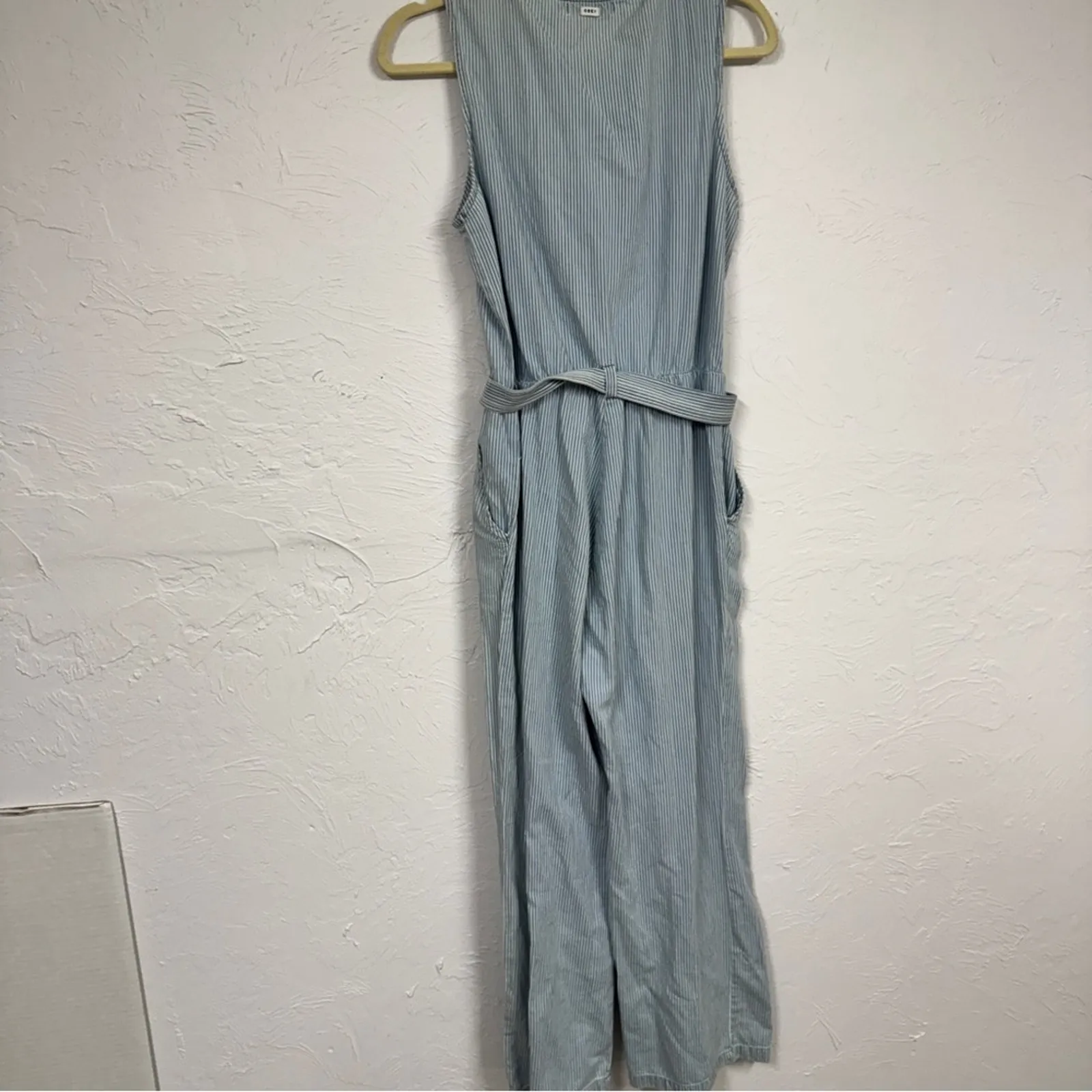 Obey Blue White Striped Sleeveless Jumpsuit Womens 27 Beachy Lightweight Casual - Image 10